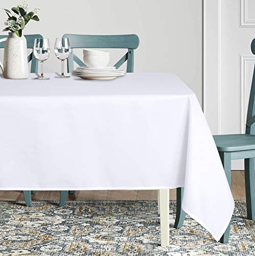 sancua Rectangle Tablecloth - 90 x 156 Inch - Water Resistant Spill Proof Washable Polyester Table Cloth  Decorative Fabric Table Cover for Dining Tables  Buffet Parties and Camping  White - Image 3